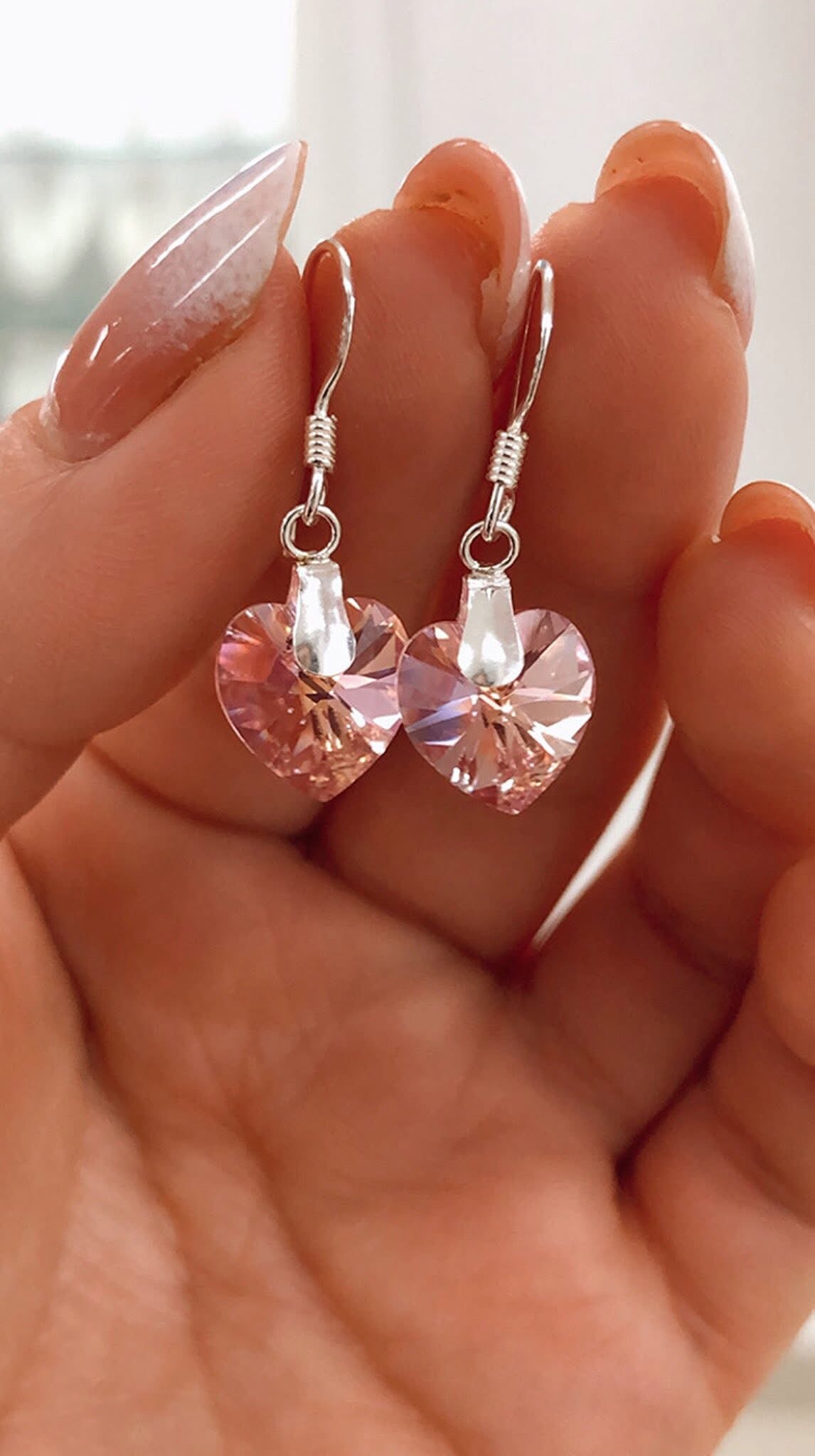 Aros Cristal Blush Vintage Rose Corazón