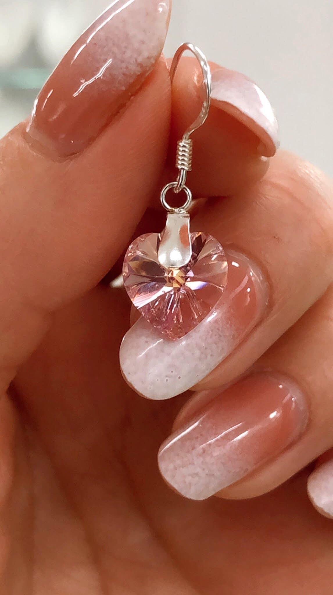 Aros Cristal Blush Vintage Rose Corazón